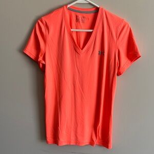 Under Armour Women's V-Neck Short Sleeve Top - Neon Coral/Orange